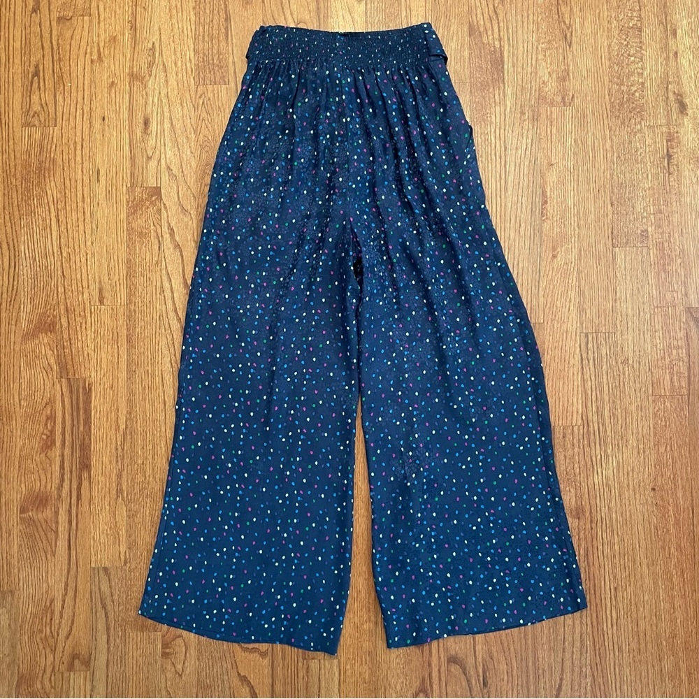 Rebecca Taylor Jacquard Silk Speckled Dot Pant in Navy Comb size 0 - Picture 7 of 13